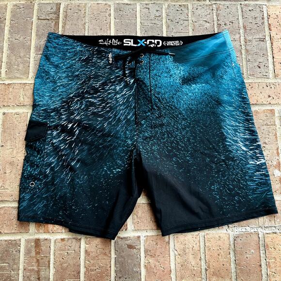 saltlife Other - Salt Life SLX-QD Men's Blue Stretch Elastic Waist Swim Boardshorts Size 40 NWT